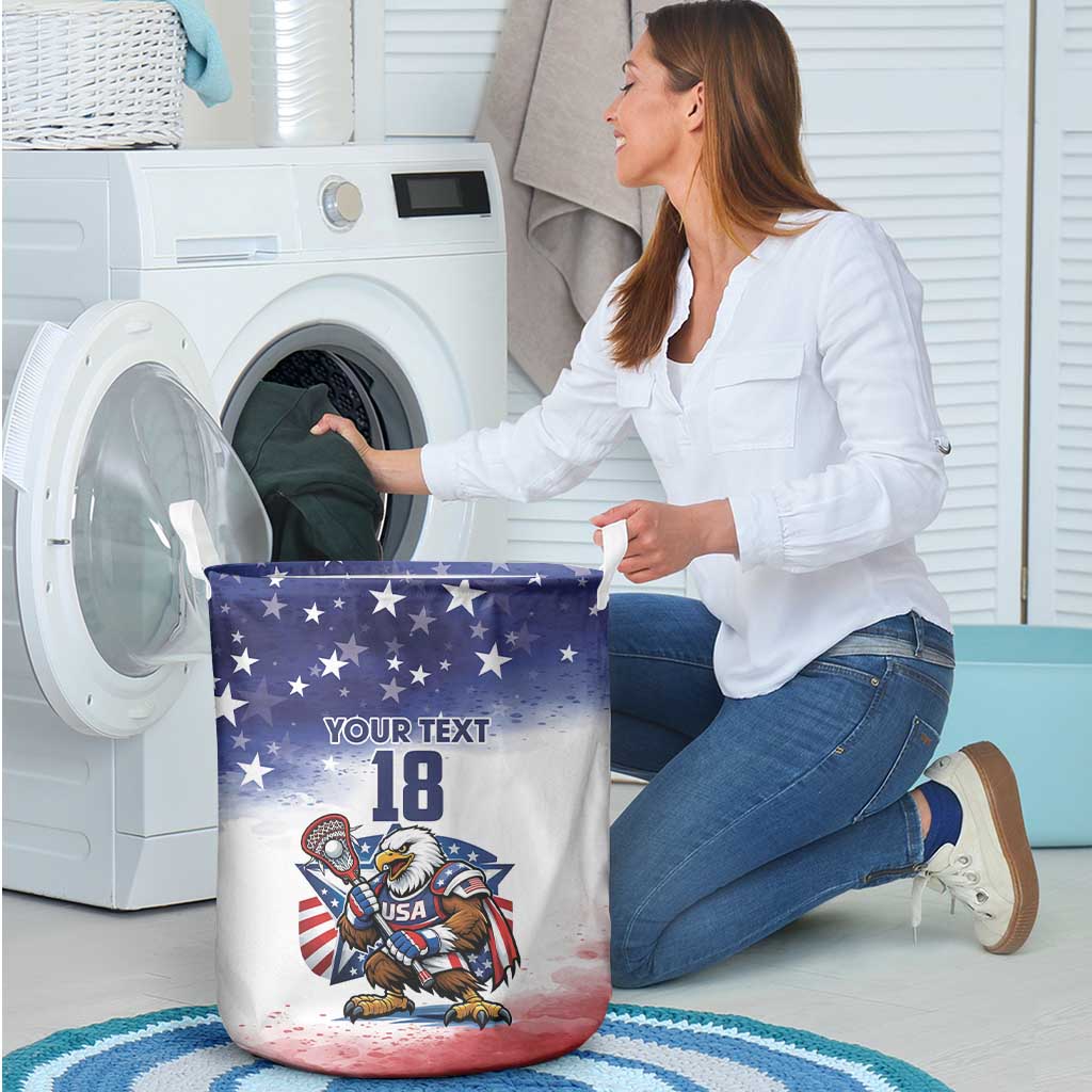 Custom USA Lacrosse Laundry Basket American Eagle Mascot