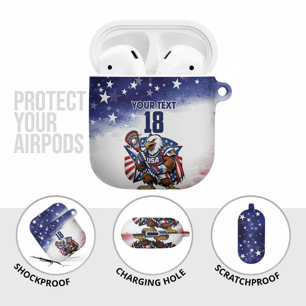 Custom USA Lacrosse AirPods Case American Eagle Mascot