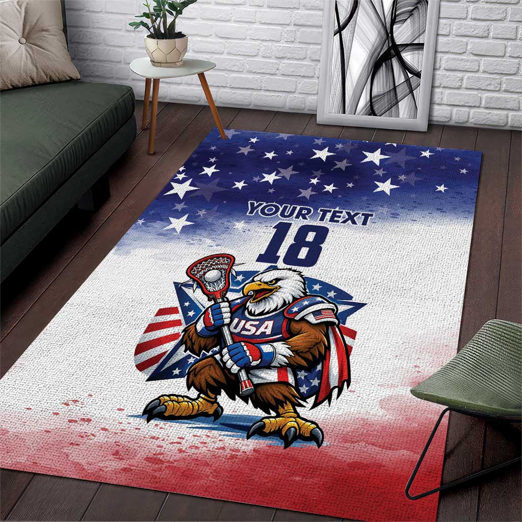 Custom USA Lacrosse Area Rug American Eagle Mascot