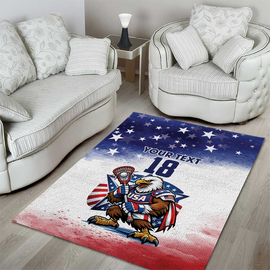 Custom USA Lacrosse Area Rug American Eagle Mascot