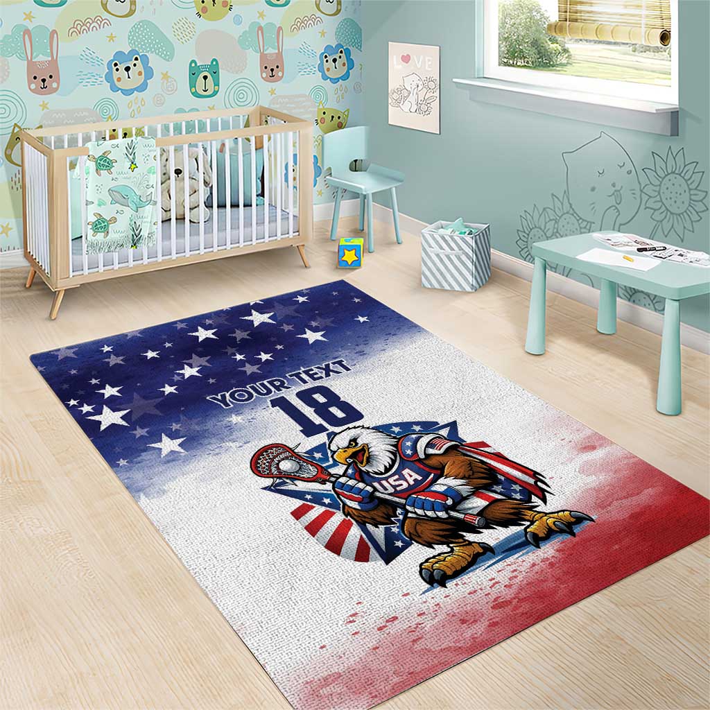 Custom USA Lacrosse Area Rug American Eagle Mascot