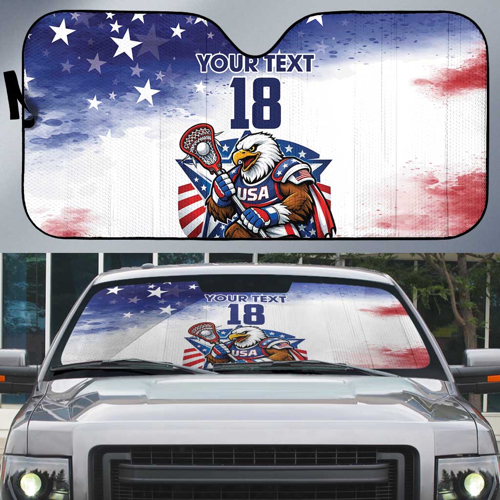 Custom USA Lacrosse Auto Sun Shade American Eagle Mascot