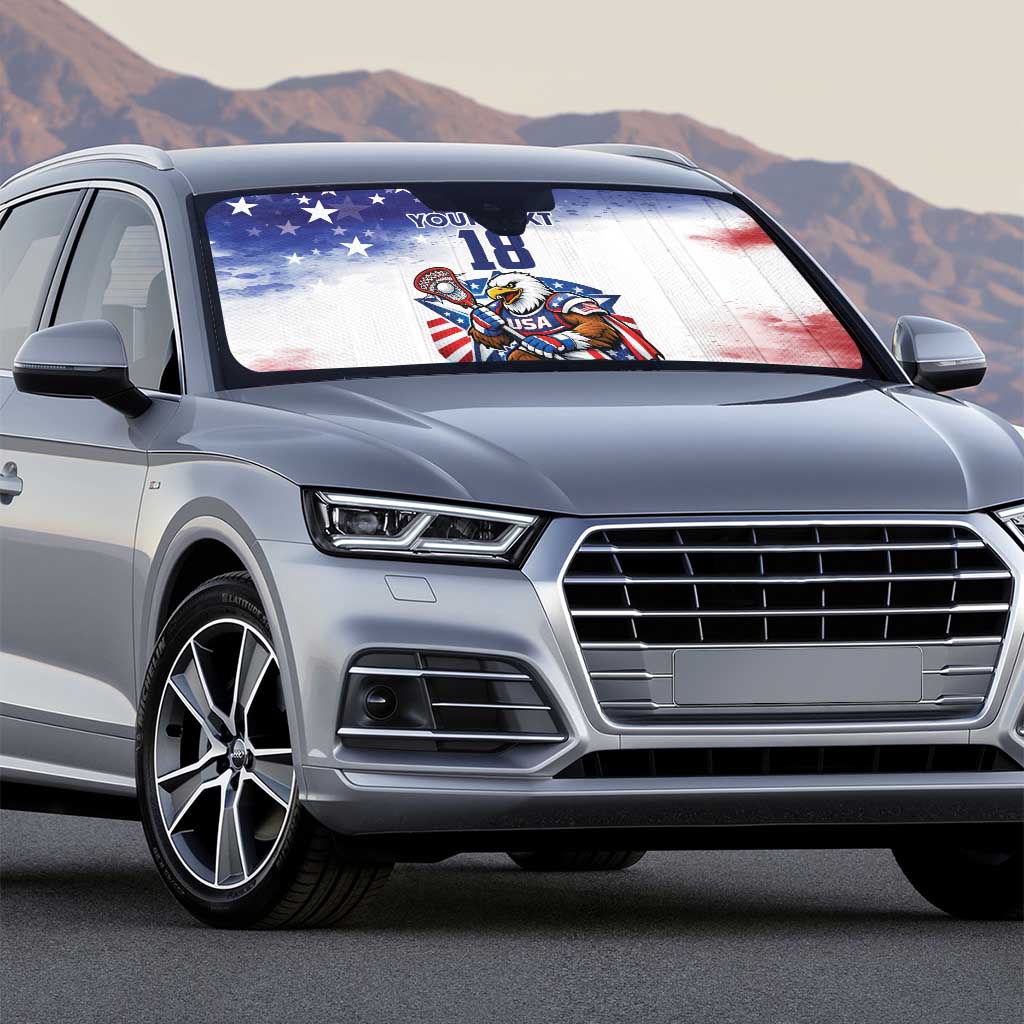 Custom USA Lacrosse Auto Sun Shade American Eagle Mascot