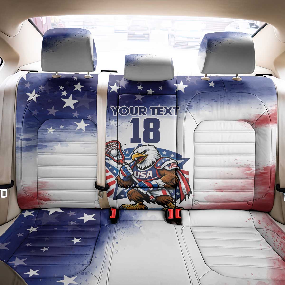 Custom USA Lacrosse Back Car Seat Cover American Eagle Mascot