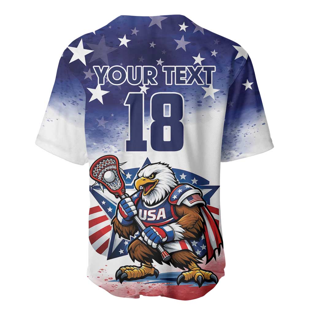 Custom USA Lacrosse Baseball Jersey American Eagle Mascot