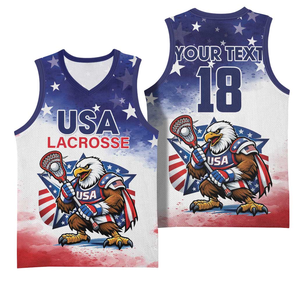 Custom USA Lacrosse Basketball Jersey American Eagle Mascot