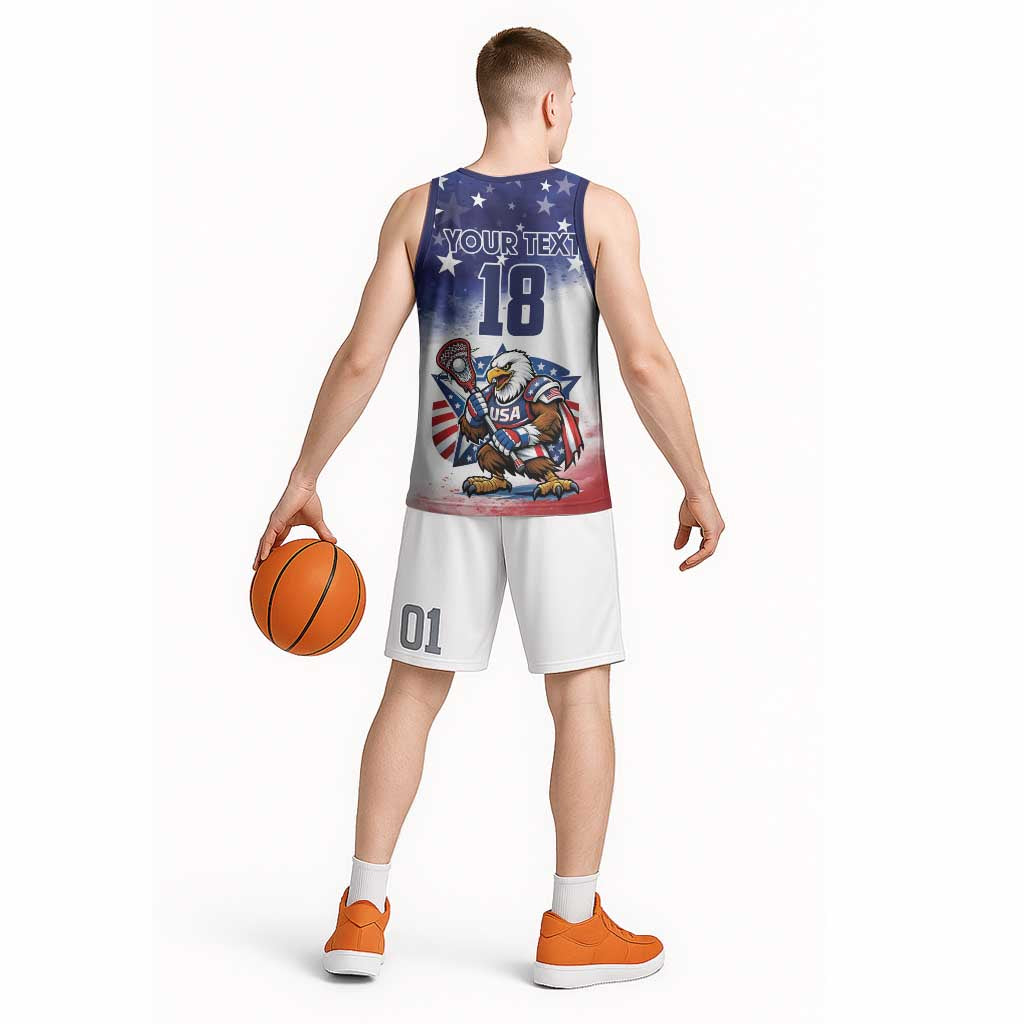 Custom USA Lacrosse Basketball Jersey American Eagle Mascot