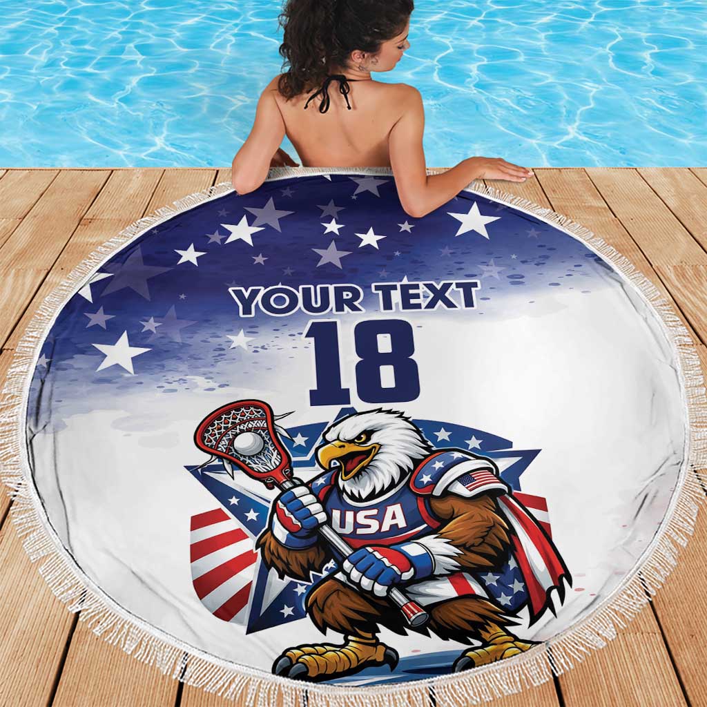 Custom USA Lacrosse Beach Blanket American Eagle Mascot