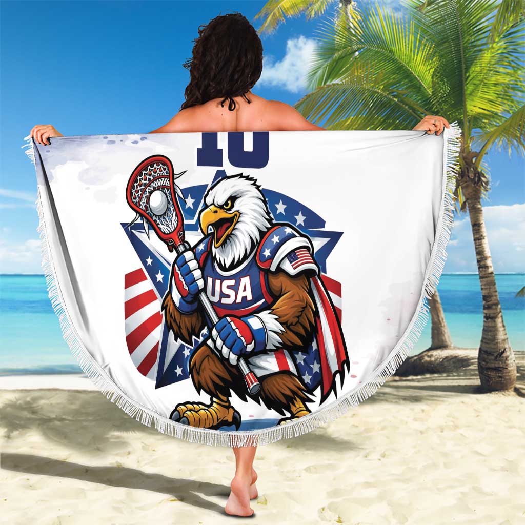 Custom USA Lacrosse Beach Blanket American Eagle Mascot