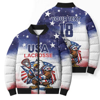 Custom USA Lacrosse Bomber Puffer Jacket American Eagle Mascot