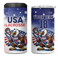 Custom USA Lacrosse 4 in 1 Can Cooler Tumbler American Eagle Mascot