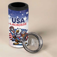 Custom USA Lacrosse 4 in 1 Can Cooler Tumbler American Eagle Mascot