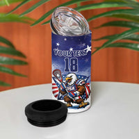 Custom USA Lacrosse 4 in 1 Can Cooler Tumbler American Eagle Mascot