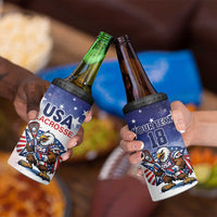 Custom USA Lacrosse 4 in 1 Can Cooler Tumbler American Eagle Mascot