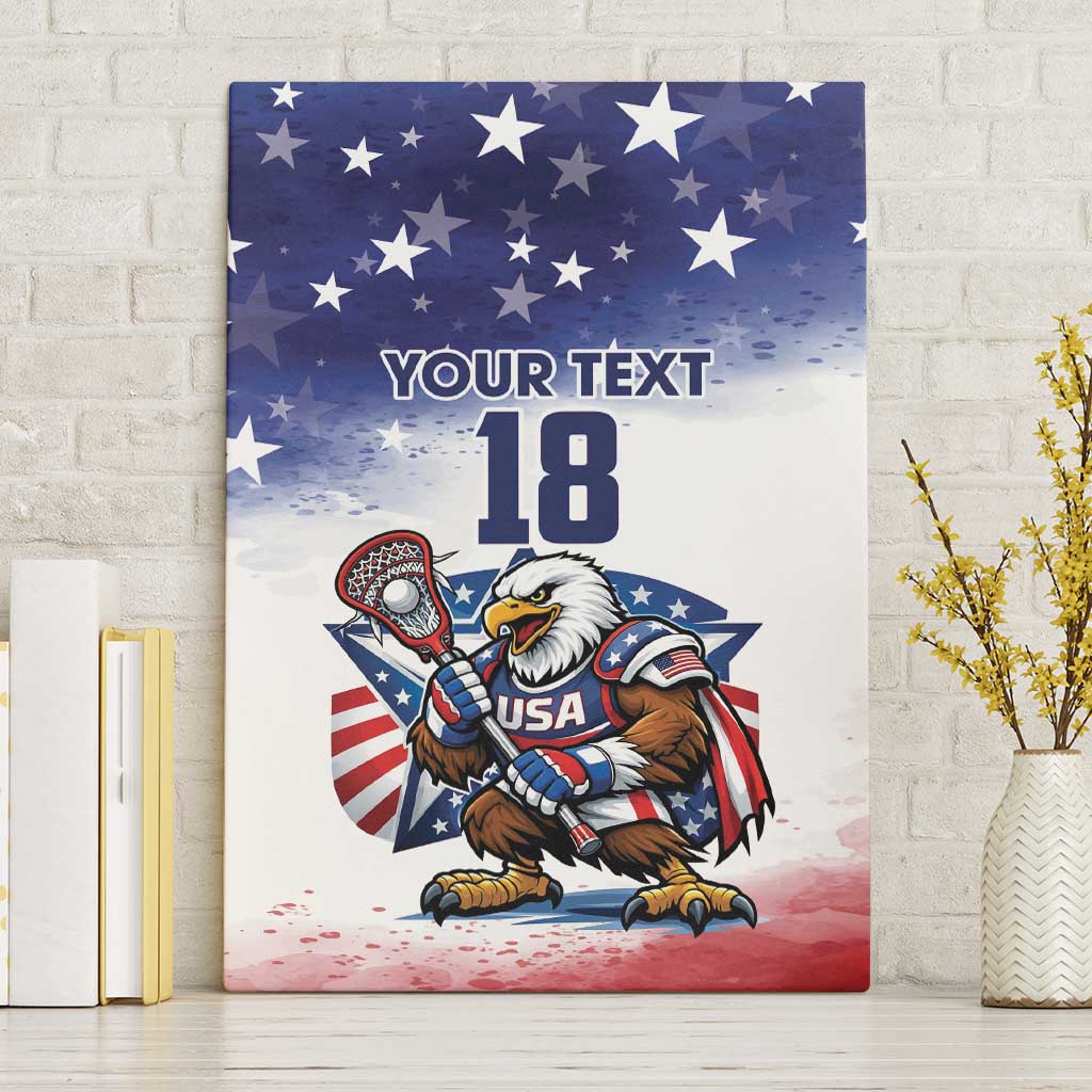 Custom USA Lacrosse Canvas Wall Art American Eagle Mascot