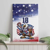Custom USA Lacrosse Canvas Wall Art American Eagle Mascot