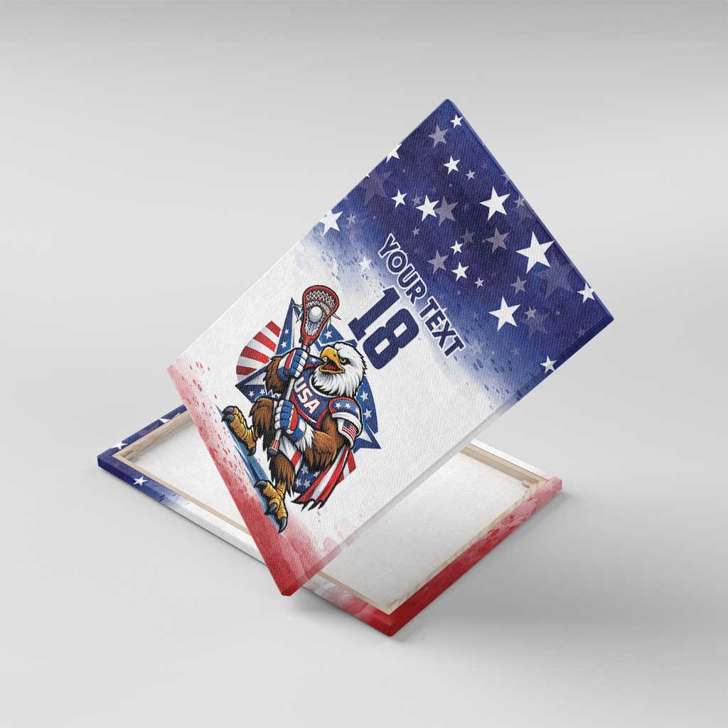 Custom USA Lacrosse Canvas Wall Art American Eagle Mascot
