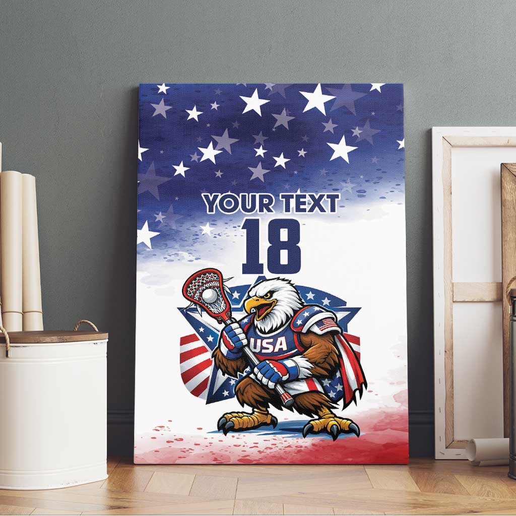 Custom USA Lacrosse Canvas Wall Art American Eagle Mascot