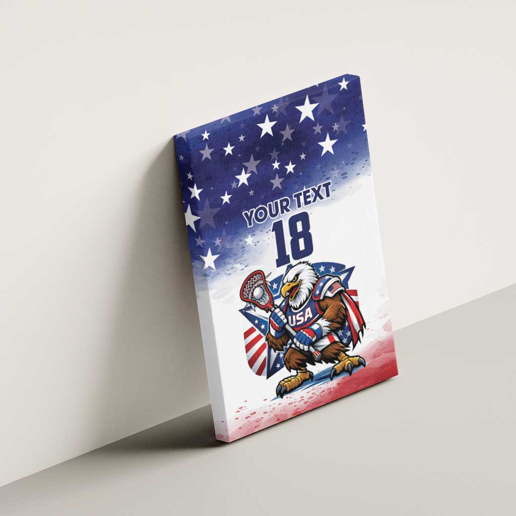 Custom USA Lacrosse Canvas Wall Art American Eagle Mascot