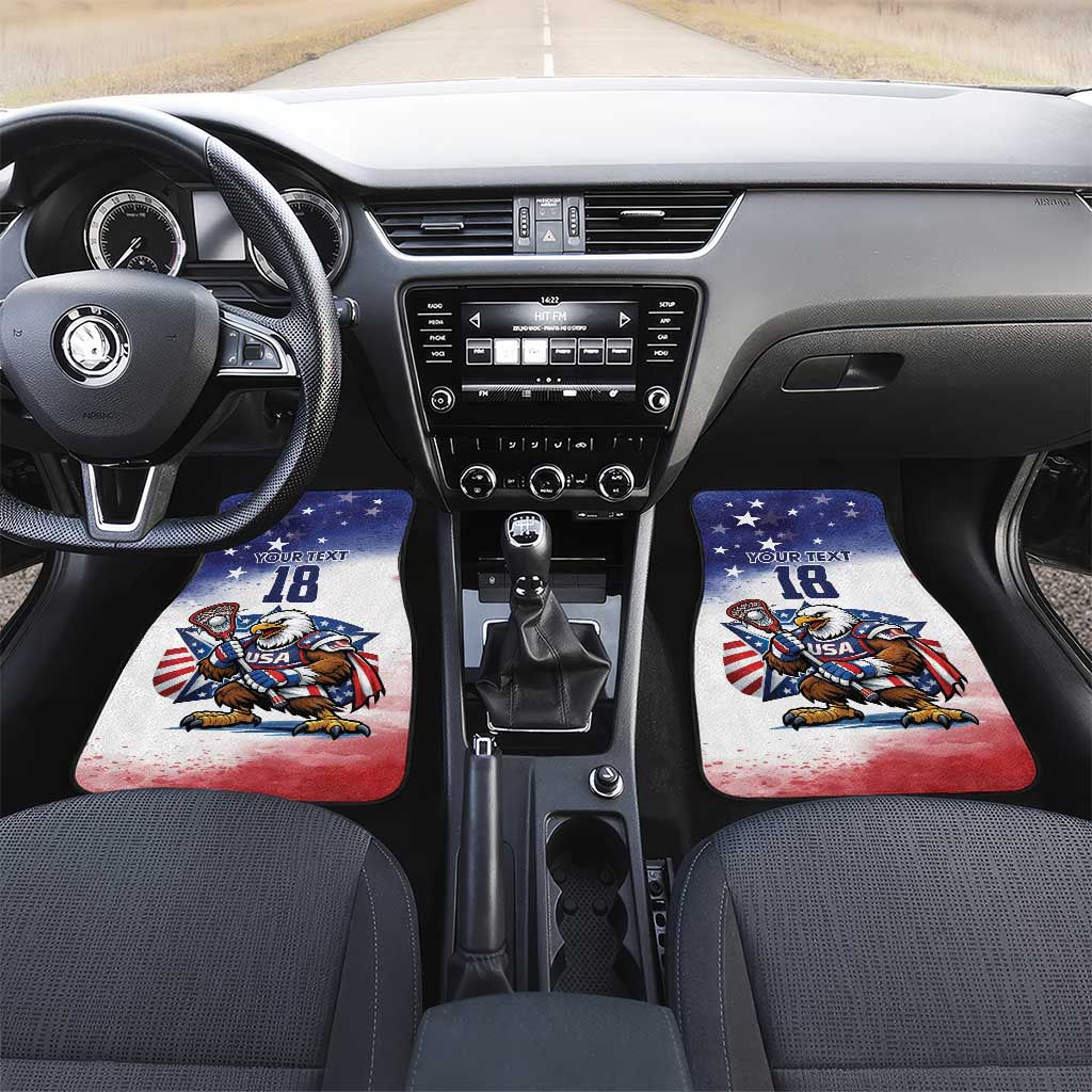 Custom USA Lacrosse Car Mats American Eagle Mascot