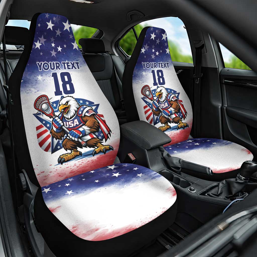 Custom USA Lacrosse Car Seat Cover American Eagle Mascot