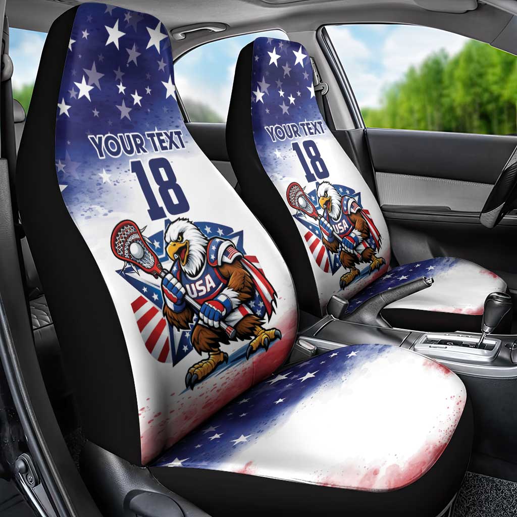 Custom USA Lacrosse Car Seat Cover American Eagle Mascot