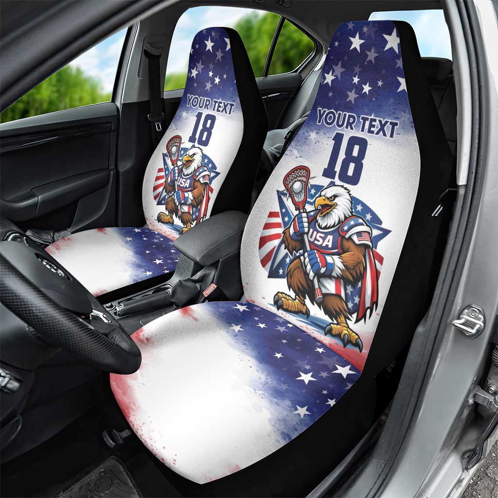 Custom USA Lacrosse Car Seat Cover American Eagle Mascot