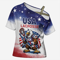 Custom USA Lacrosse Cross Shoulder Shirt American Eagle Mascot