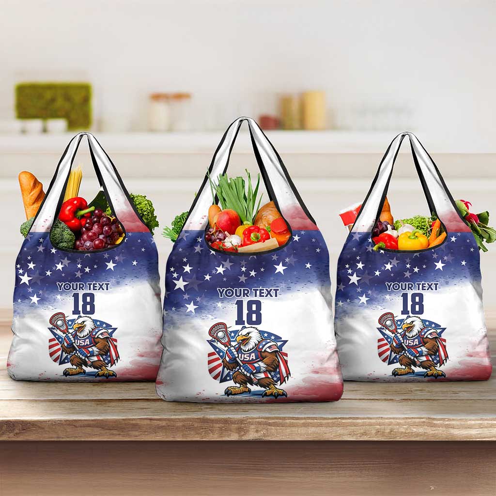 Custom USA Lacrosse Grocery Bag American Eagle Mascot