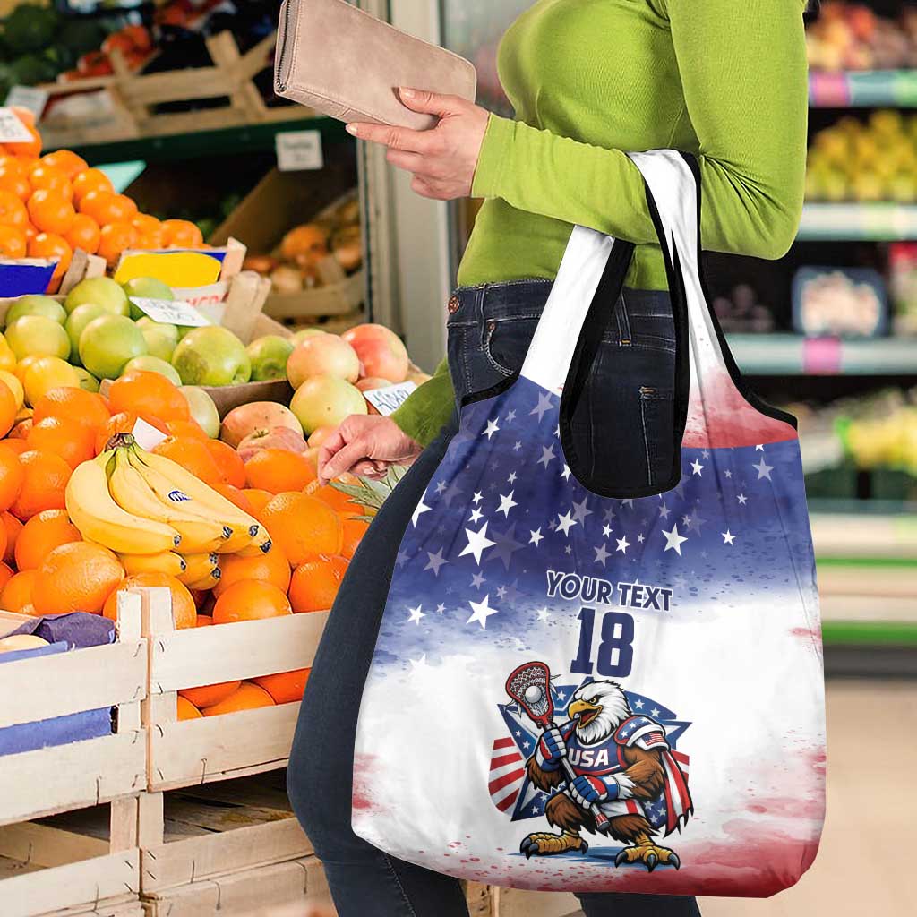 Custom USA Lacrosse Grocery Bag American Eagle Mascot