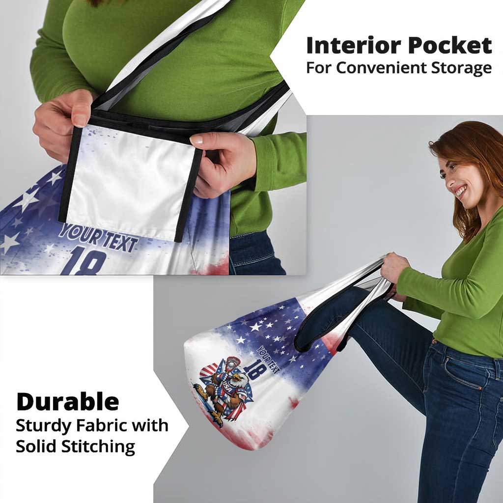 Custom USA Lacrosse Grocery Bag American Eagle Mascot