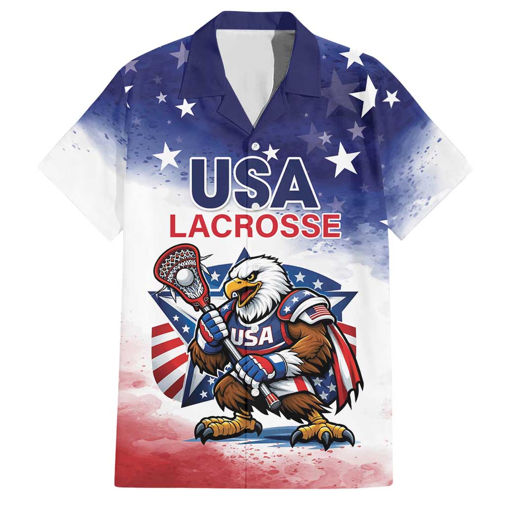 Custom USA Lacrosse Hawaiian Shirt American Eagle Mascot
