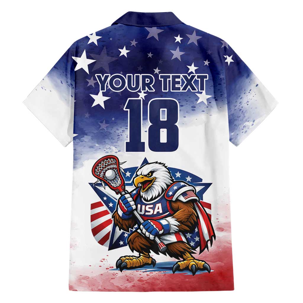 Custom USA Lacrosse Hawaiian Shirt American Eagle Mascot