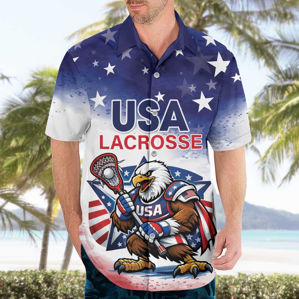 Custom USA Lacrosse Hawaiian Shirt American Eagle Mascot