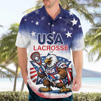 Custom USA Lacrosse Hawaiian Shirt American Eagle Mascot