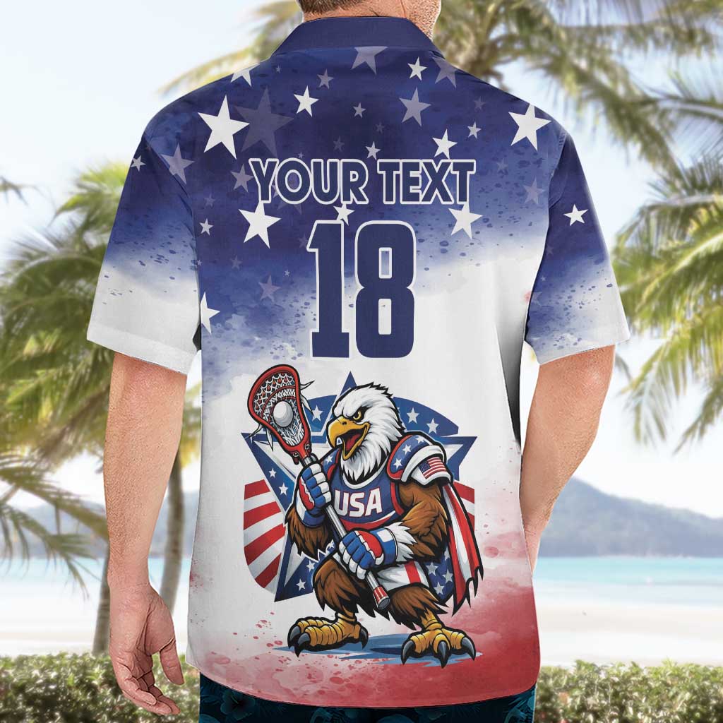 Custom USA Lacrosse Hawaiian Shirt American Eagle Mascot