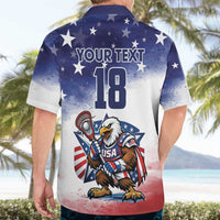 Custom USA Lacrosse Hawaiian Shirt American Eagle Mascot