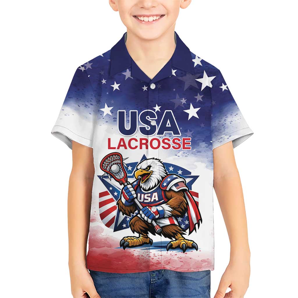 Custom USA Lacrosse Hawaiian Shirt American Eagle Mascot