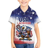Custom USA Lacrosse Hawaiian Shirt American Eagle Mascot