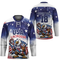 Custom USA Lacrosse Hockey Jersey American Eagle Mascot
