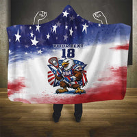 Custom USA Lacrosse Hooded Blanket American Eagle Mascot