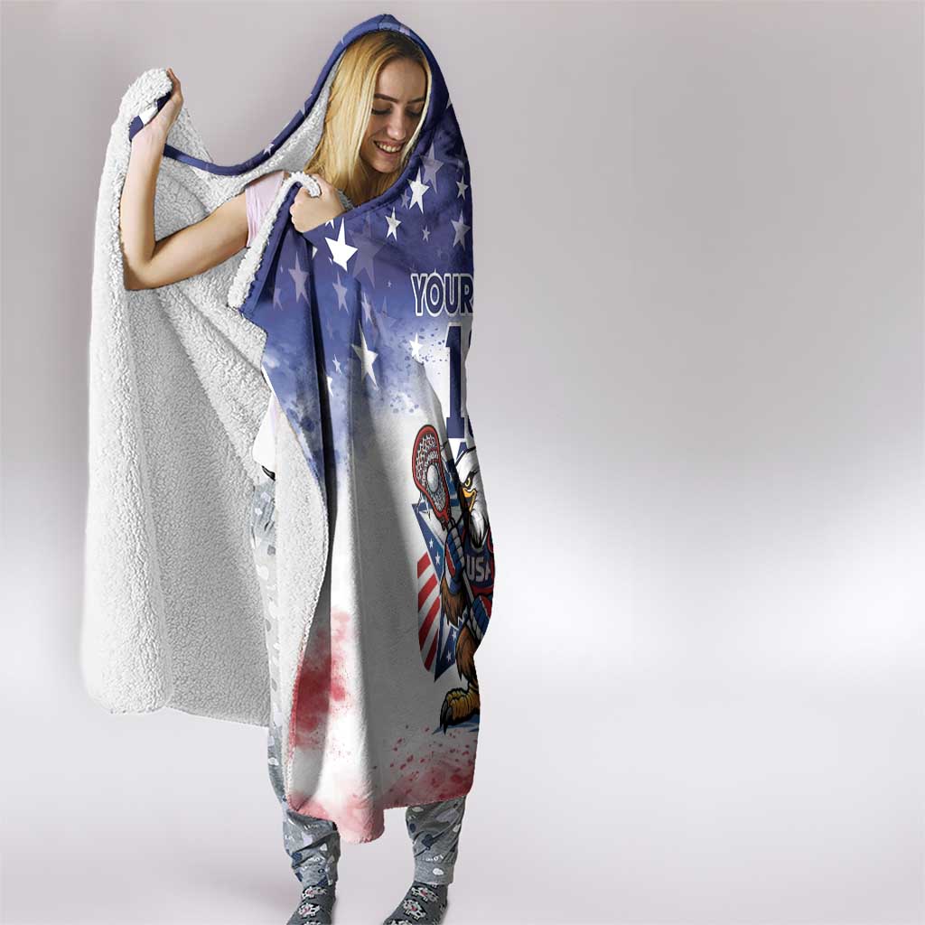 Custom USA Lacrosse Hooded Blanket American Eagle Mascot