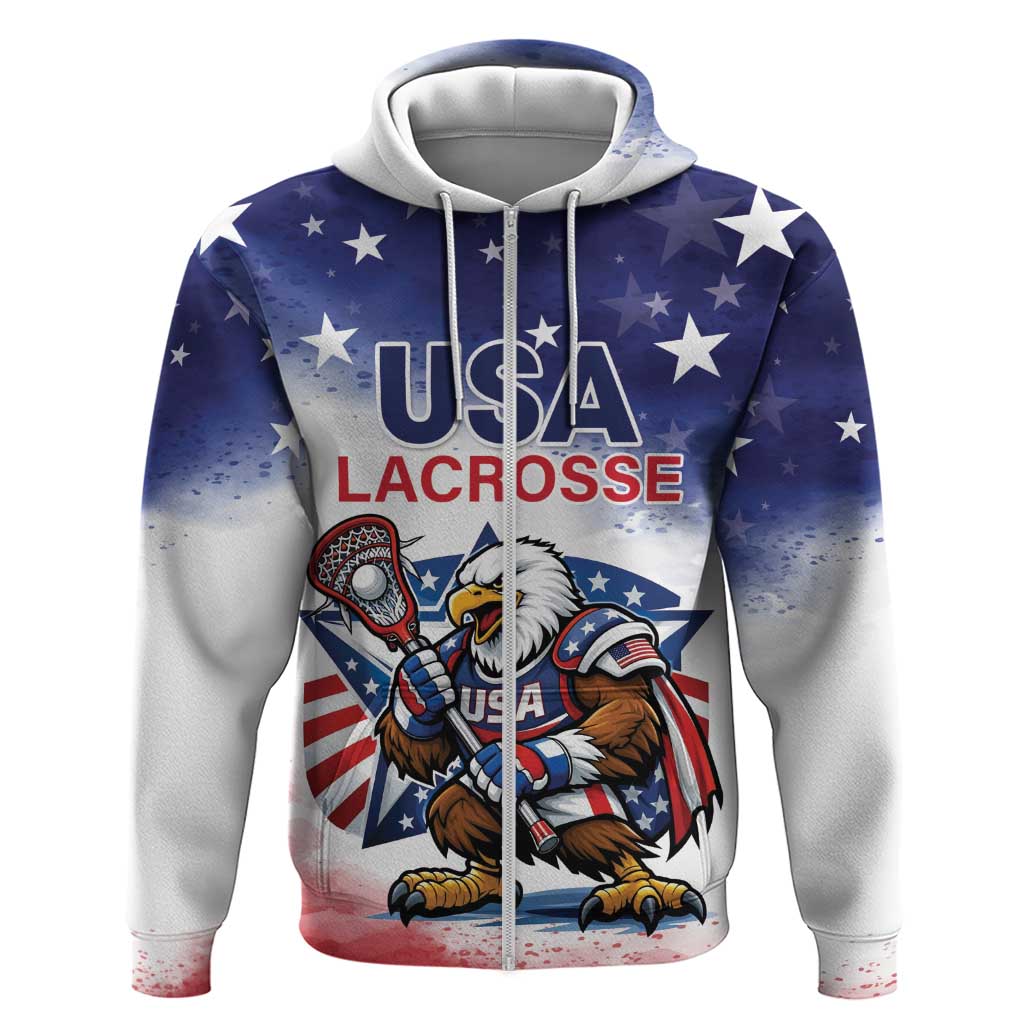 Custom USA Lacrosse Hoodie American Eagle Mascot