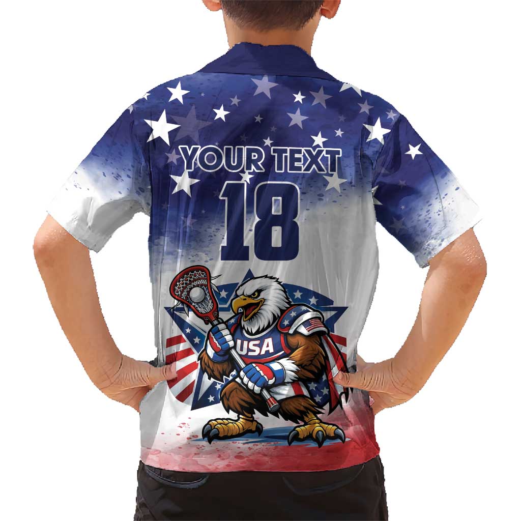 Custom USA Lacrosse Kid Hawaiian Shirt American Eagle Mascot