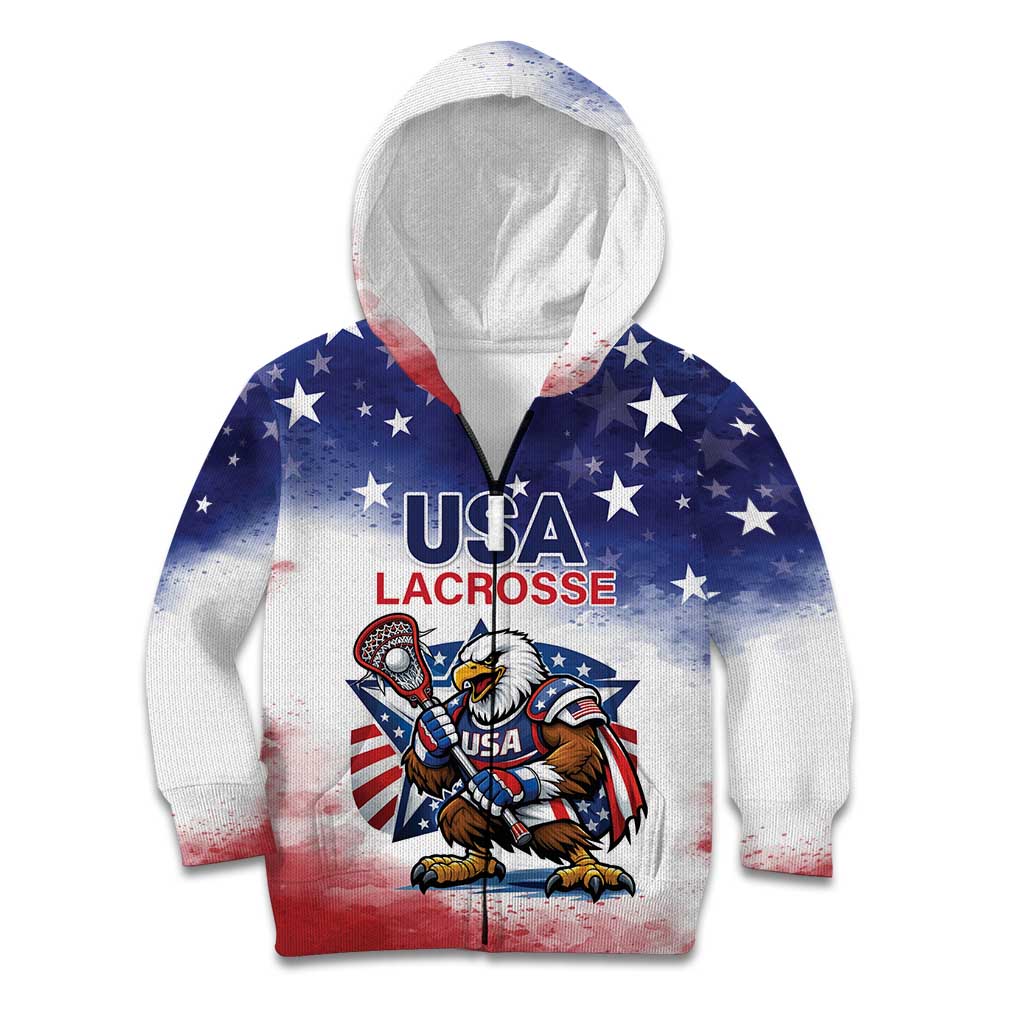 Custom USA Lacrosse Kid Hoodie American Eagle Mascot