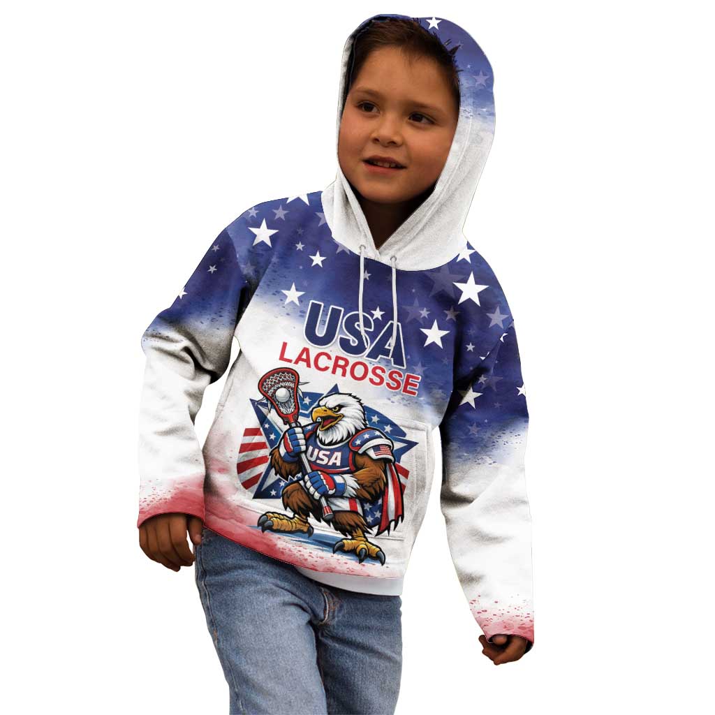Custom USA Lacrosse Kid Hoodie American Eagle Mascot