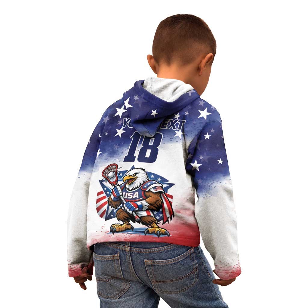 Custom USA Lacrosse Kid Hoodie American Eagle Mascot