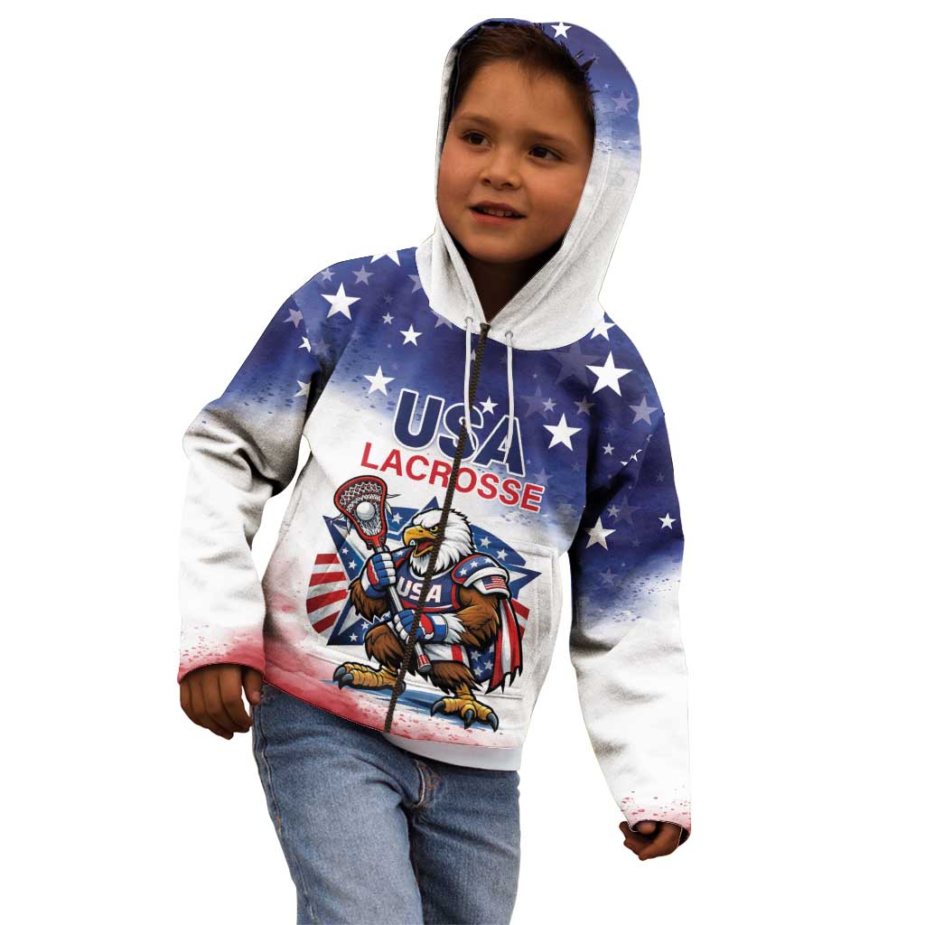 Custom USA Lacrosse Kid Hoodie American Eagle Mascot