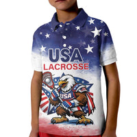 Custom USA Lacrosse Kid Polo Shirt American Eagle Mascot
