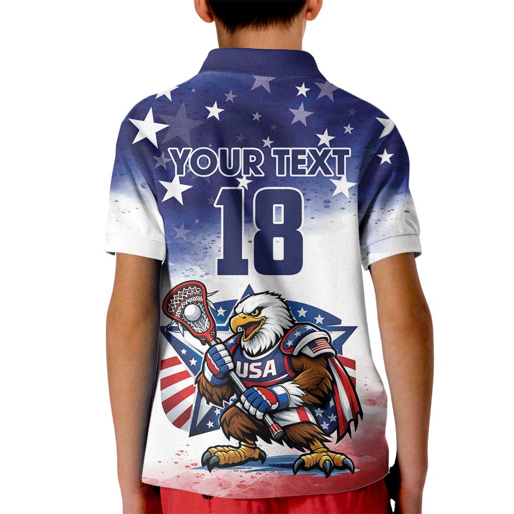 Custom USA Lacrosse Kid Polo Shirt American Eagle Mascot